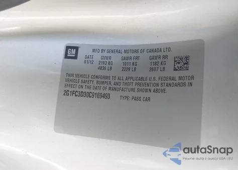 2012 Chevrolet Camaro 2Lt из США, поврежденный, VIN 2G1FC3D30C9169493